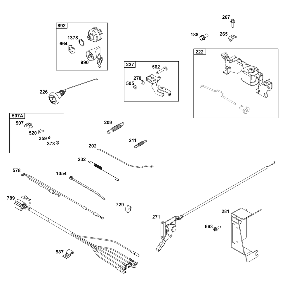 Controls Group Diagram and Parts List for 386447-0448-F1 200000 - 399999 Briggs and Stratton Engine